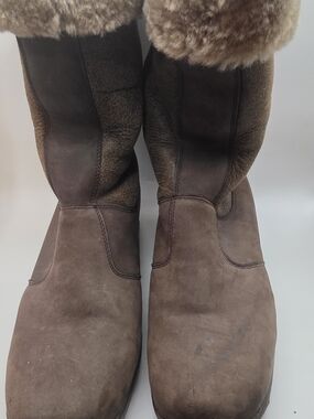 Blondo AquaProtect Waterproof Brown Suede Shearling Lined Winter Boots Size 10